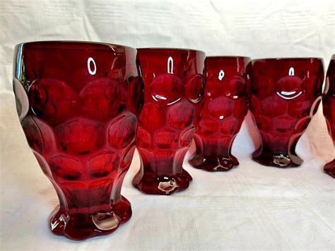 Vintage Ruby Red Tumblers Flat Tumblers Set Of 6 Ruby Red Etsy
