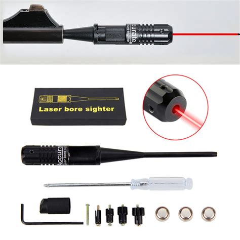 Set Adjustable Adapters Rifles Red Laser Bore Sighter Collimator Kit