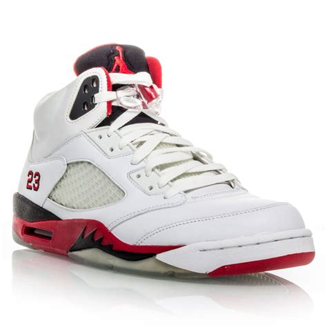 Air Jordan 5 Retro Mens Basketball Shoes Whitefire Redblack