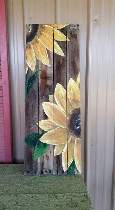 Pretty Sunflowers In 2020 Wood Pallet Art Pallet Painting Pallet Art