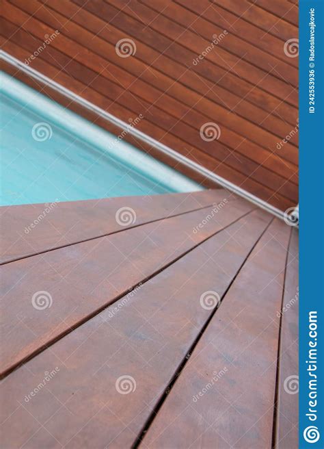 Detail Of Swimming Pool Coping And Cover Constructed By Cumaru Wood