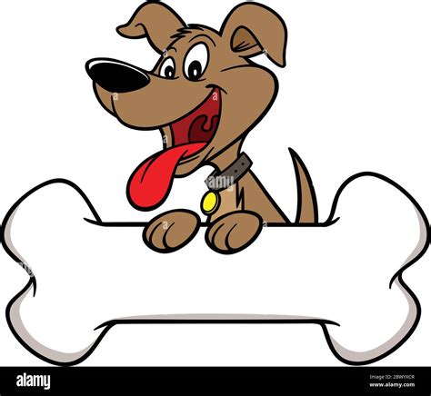Perro Con Hueso Una Cartoon Ilustración De Un Perro Con Hueso Imagen