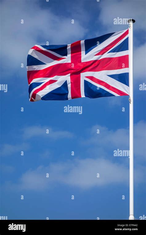 Union Jack National Flag Of The United Kingdom On Flagpole Flying In