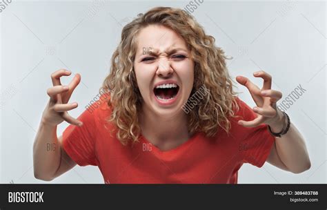 Angry Blonde Woman Image Photo Free Trial Bigstock