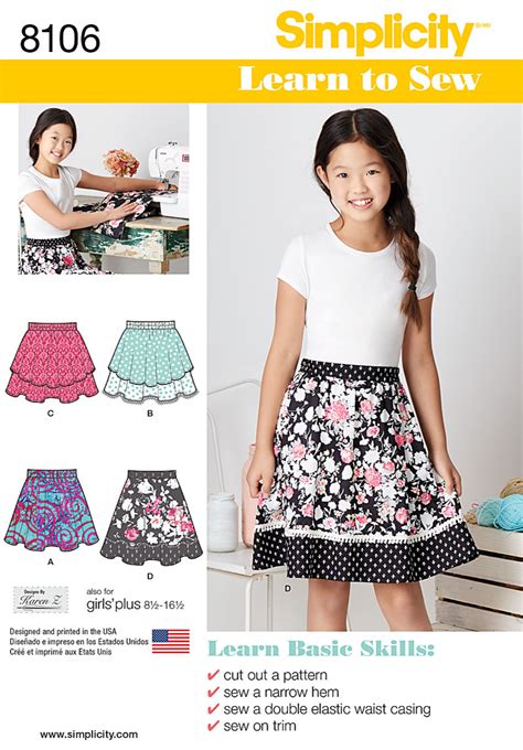 Simplicity 8106 Learn To Sew Skirts For Girls And Girls Plus