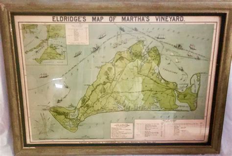 Antique Eldridges Map Of Marthas Vineyard Circa Framed