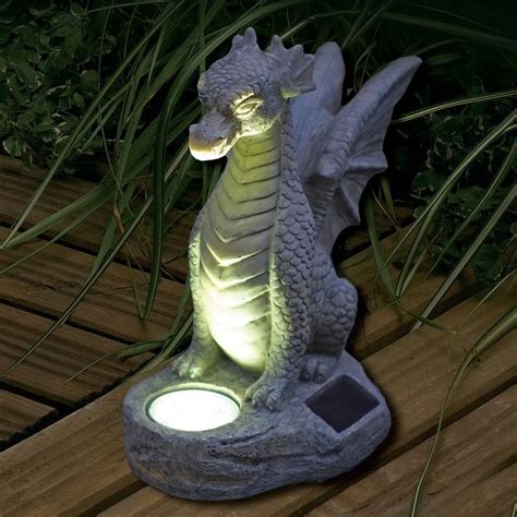 Smart Garden Solar Dragon Spotlight Statue White Led 25cm
