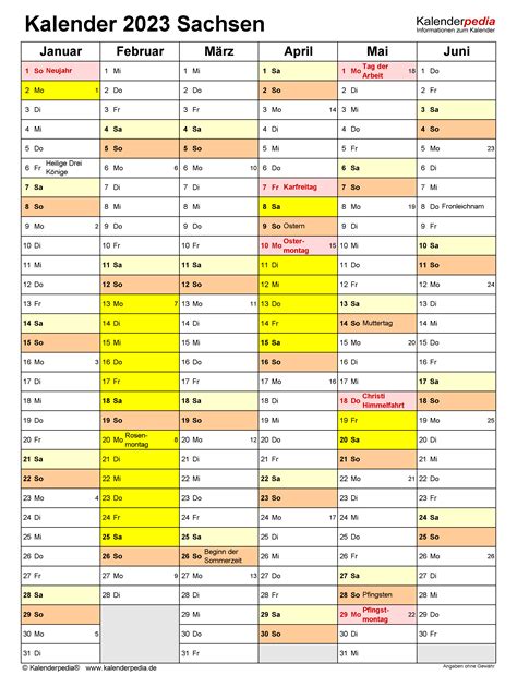 Kalender 2023 Sachsen Ferien Feiertage Pdf Vorlagen