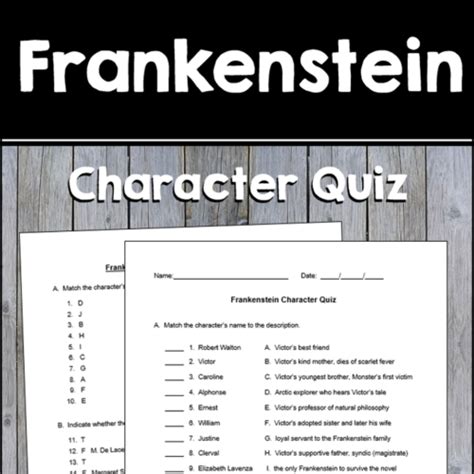 Frankenstein Character Quiz With Answer Key Made By Teachers