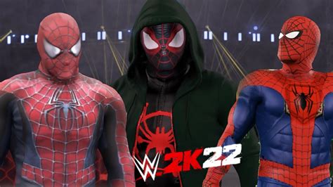 Peter Parker Vs Miles Morales Vs Spider Man 2022 In Wwe 2k22 Spider