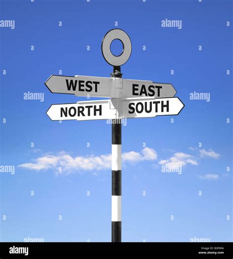 Direction Signpost Showing The Compass Points North South West And East
