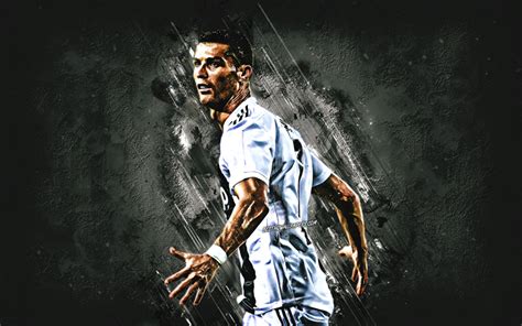 Download Wallpapers Cristiano Ronaldo Black Stone Juventus Fc Back