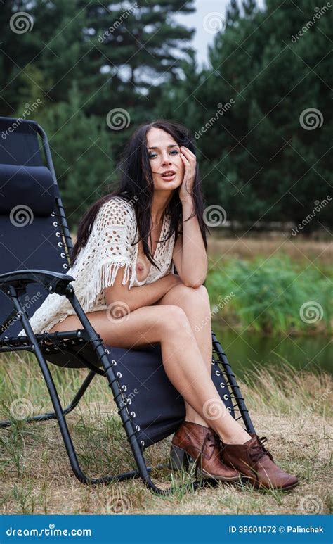 Seminude Woman Resting In Garden Stock Photo Image Of Enjoyment