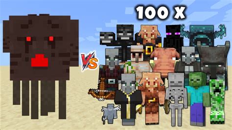 Three Headed Ghast Vs Minecraft Mobs X100 Giant Ghast Vs 100 Mobs Youtube