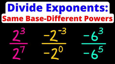 Divide Exponents Same Base With Different Powers Eat Pi Youtube