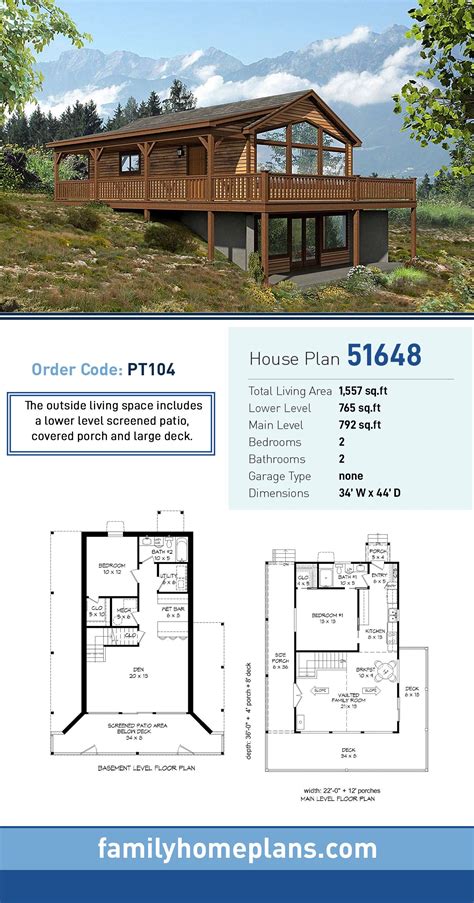 Hillside House Plan 51648 Total Living Area 1557 Sq Ft 2 Bedrooms