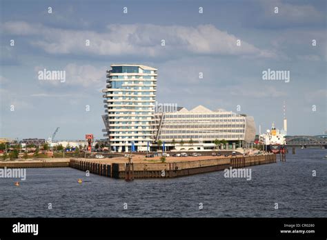 Marco Polo Tower And Cruise Terminal Hamburg Germany Europe Stock