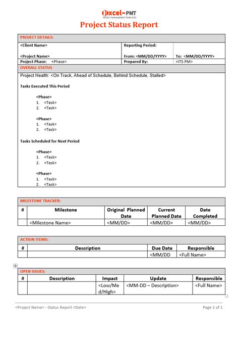 Project Status Report Template Project Management Small Business Guide