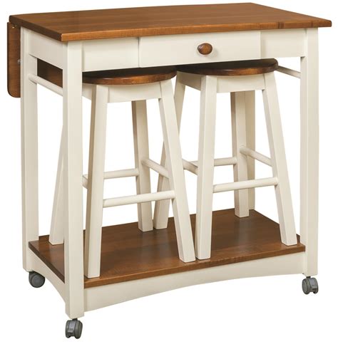 In fact, the stools fit neatly. Drop Leaf Kitchen Island With Bar Stools From DutchCrafters