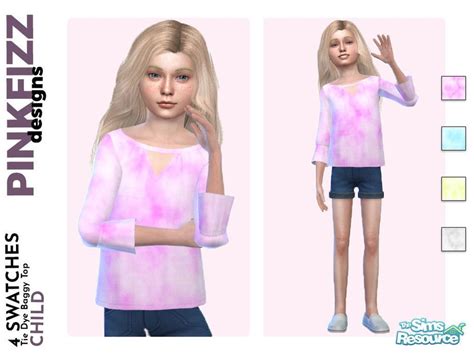 Sims 4 — Tie Dye Baggy Top By Pinkfizzzzz — Cute Little Baggy Top For