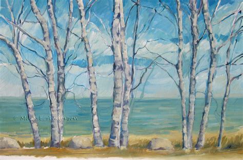 A Michigan Painting A Week Birch Trees Lake Huron Shoreline