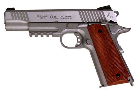 Pistolet Colt 1911 Rail Gun Stainless Silver Co2 Full Metal Blowba