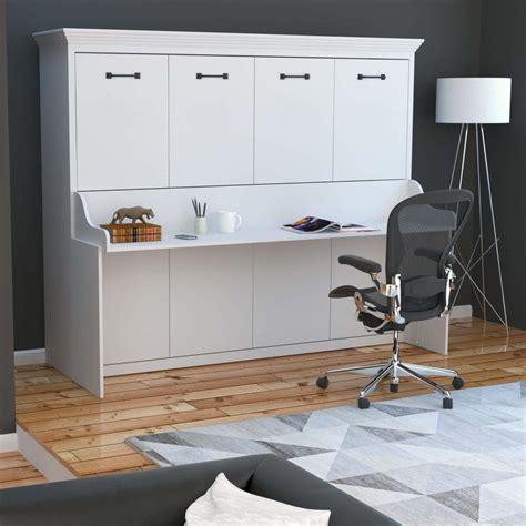 Adonis Horizontal Murphy Bed With Desk Combo White