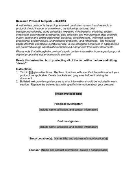 Research Protocol Template