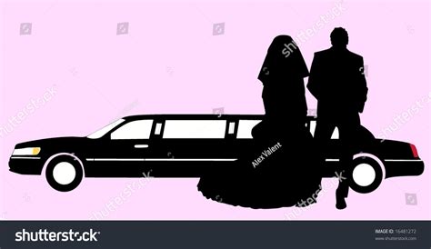 Silhouettes Bride Groom Limousine Stock Vector 16481272 Shutterstock