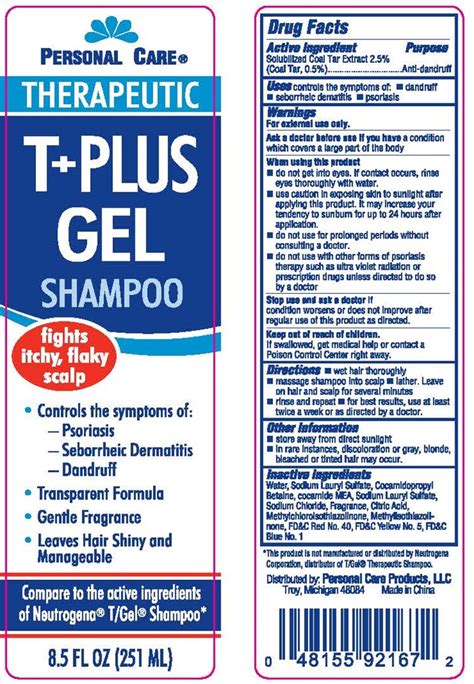 Dailymed Personal Care Therapeutic T Plus Gel Coal Tar Shampoo