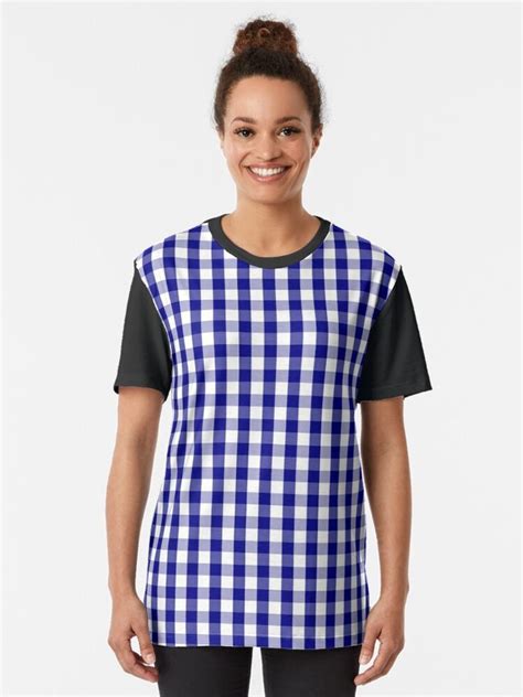 Navy Blue And White Gingham Check Plaid Pattern Essential T Shirt For