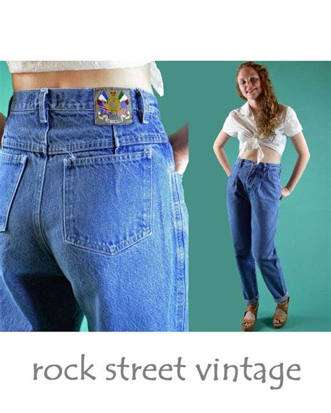 80s High Waist Jeans Faded Distressed Vintage Pleated Front Etsy