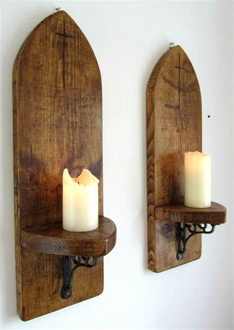 Check spelling or type a new query. 2X LARGE 70CM GOTHIC ARCH RUSTIC RECLAIMED SOLID WOOD WALL SCONCE CANDLE HOLDER | eBay