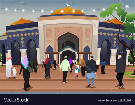 Muslims Going To Mosque To Pray Royalty Free Vector Image