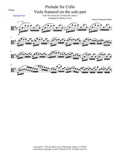 Prelude From Cello Suite No 1 By Bach Features A Solo Viola Arr Sherry Lewis Sheet Music