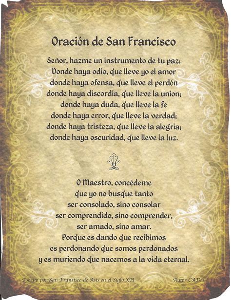 Oracion Plegaria Por La Paz De San Francisco De Asis 8b7