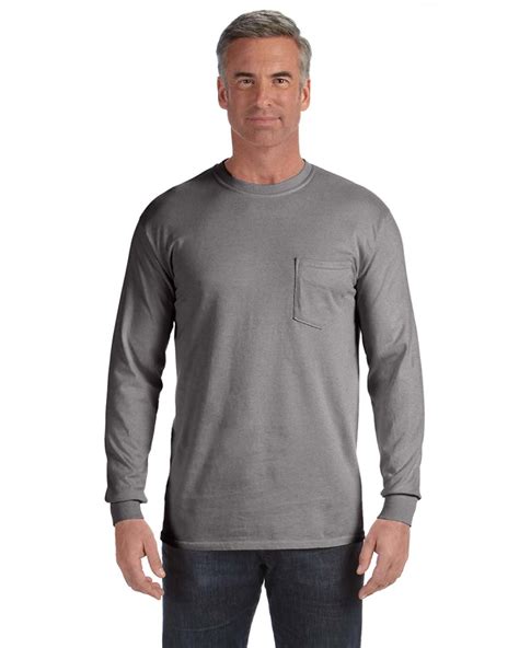 Comfort Colors The Comfort Colors Adult Heavyweight Rs Long Sleeve Pocket T Shirt Grey L