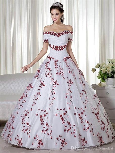 40red And White Wedding Dress Red Wedding Dresses Ball Gown Wedding