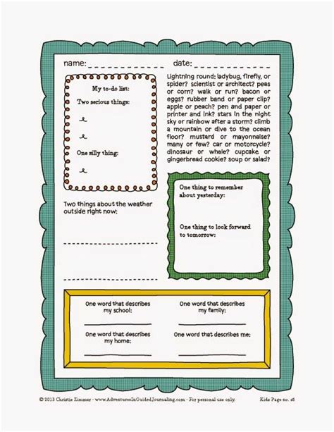 Printable Journal Pages For Kids Kids Journal Journal Prompts For