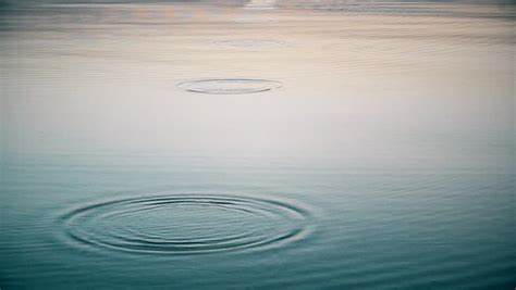 Stone Skipping On Water At Dawn Beautiful View Of Throwing A Small