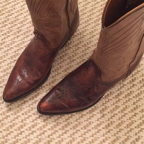 Shoes Brown Vintage Cowgirl Boots With Slight Heel Poshmark