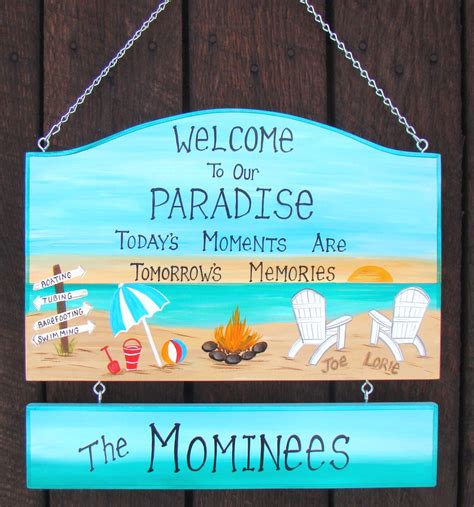 Large Custom Welcome To Our Paradise Camp Camping Backyard Pool Yard