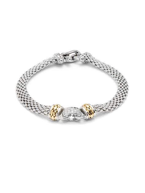 Effy Sterling Silver K Yellow Gold Diamond Bracelet In Metallic Lyst