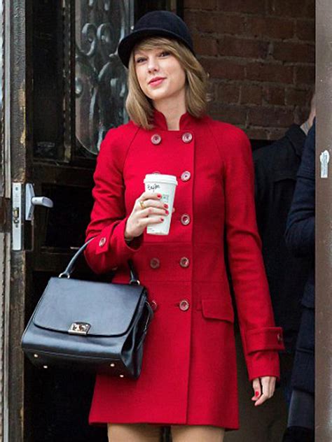 Taylor Swift Red Double Breasted Coat Bay Perfect