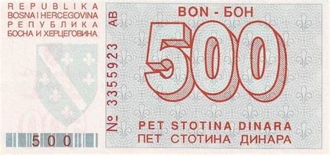 Billete 500 Dinara 1992 Bosnia Herzegovina Valor Actualizado Foronum