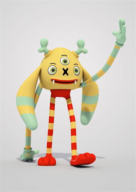 A Yellow And Green Cartoon Character With One Hand In The Air Standing