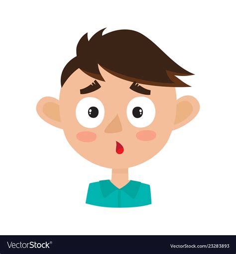 Little Boy Surprised Face Expression Cartoon Vector Image