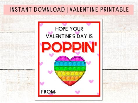 Pop It Valentine Printable School Valentines Day Cards For Etsy