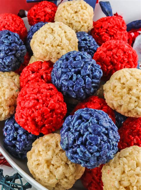 Red White And Blue Rice Krispie Treat Bites Two Sisters