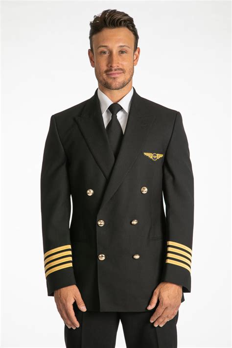 Mens Pilot Uniform Double Breasted Jacket Black Armstrong Aviation